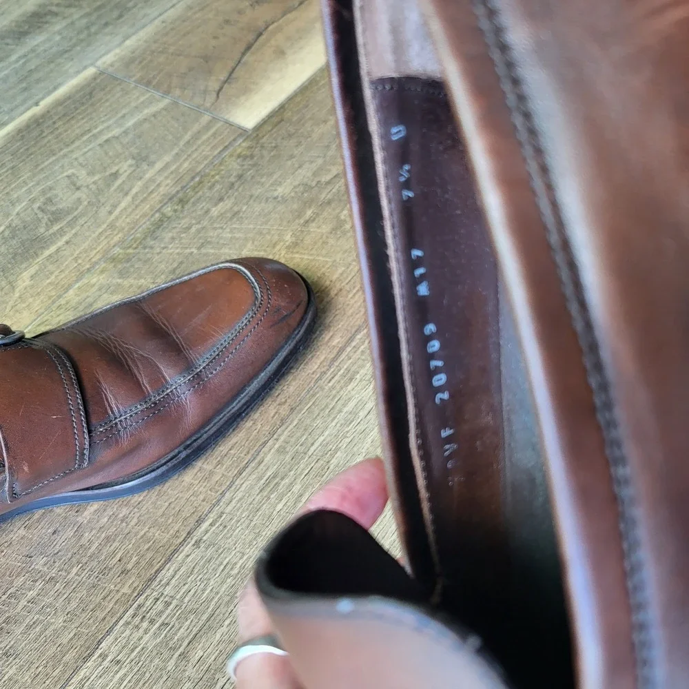 Salvatore Ferragamo Mens Brown Leather Monk Strap Loafers 7.5 D 20709 Italy
